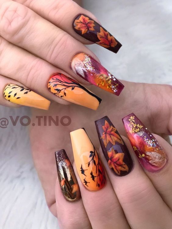 40 Acrylic Coffin Nails Inspiration for Fall GIFT COLLINS